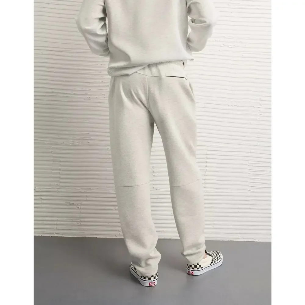 American Eagle AE 24/7 Jogger Sweatpants Mens S Heather Cream Fleece NWT